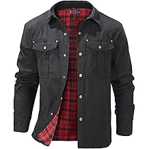 Men's Lightweight Long Sleeved Snap Plaid Western Cowboy Flannel Lined Shirts Jackets