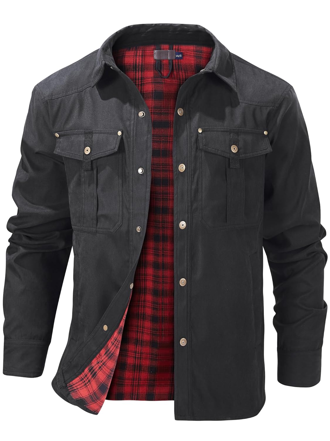 Mr Stream Mens Lightweight Long Sleeved Snap Plaid Western Cowboy Flannel Lined Shirts Jackets