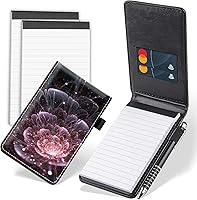 Vista 17 de Juego de 4 mini bloc de notas de bolsillo, diseño de pez Koi japonés de piel sintética, soporte para notas con 2 ranuras para tarjetas, 1 lápiz