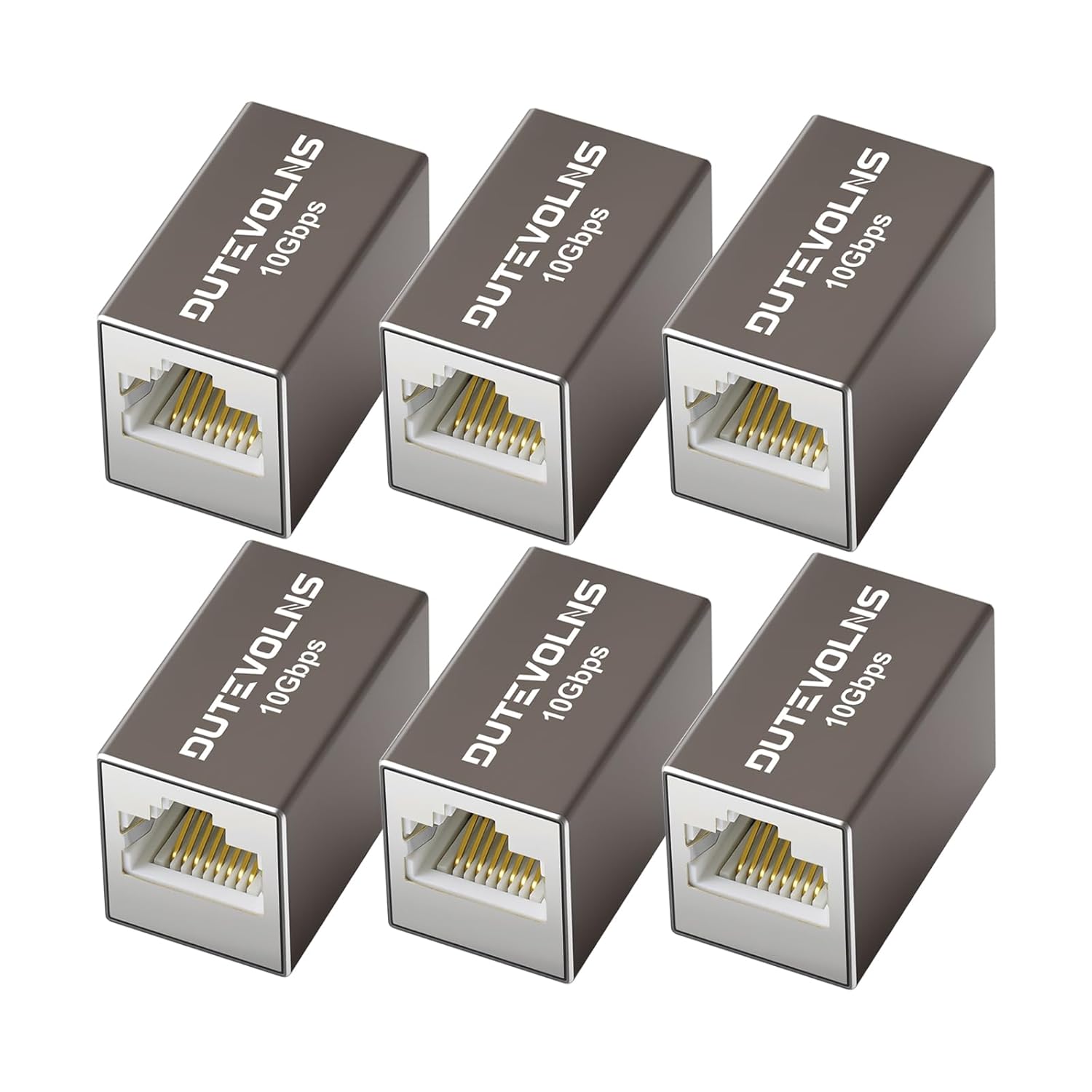 Ethernet Extender 10Gbps, 6Pack Ethernet Coupler for Cat8 Cat7 Cat6 Cat5 Cable, Aluminum Alloy Shell, 328ft Long Distance Extend (Grey)
