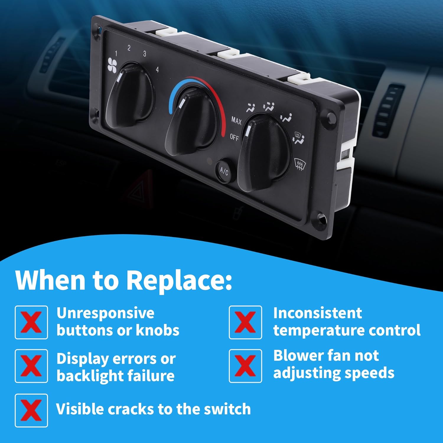 A/C Heater Climate Control Switch Module Panel for CAT CT660 2011-2020 HVAC Climate Temp Unit No.3518702C93/1000361510/5011931R91/703460AT/3518702C92