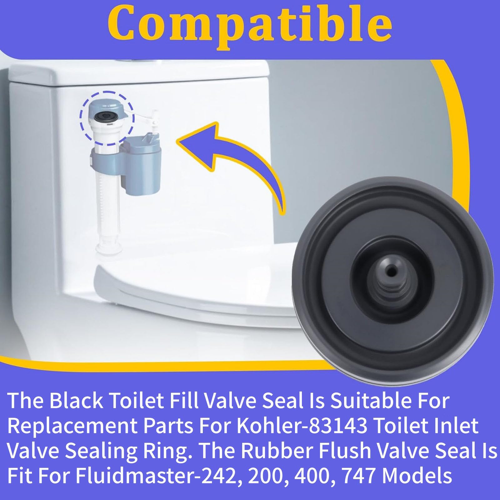 5 guarnizioni per valvola di riempimento WC 83143, design a prova di perdite, adatte per modelli Fluidmaster 242, 200, 400, 747