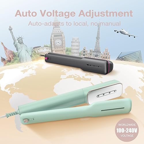 Miniatura 4 de Newbealer Plancha de vapor de viaje con abrazadera 3 en 1 con voltaje global, vaporizador de ropa de 100 a 240 V, planchado en seco y 2 niveles de