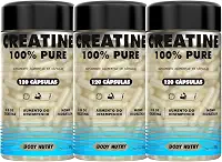 Kit 3x Creatina 100% Pura Monohidratada e Micronizada - Pote 120 Capsulas - Creatine Pure Monohydrate - Importada Alto Grau de Pureza - Original