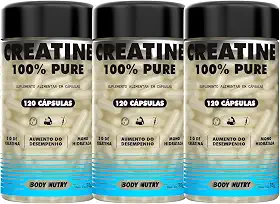 Kit 3x Creatina 100% Pura Monohidratada e Micronizada - Pote 120 Capsulas - Creatine Pure Monohydrate - Importada Alto Grau de Pureza - Original