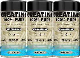 Kit 3x Creatina 100% Pura Monohidratada e Micronizada - Pote 120 Capsulas - Creatine Pure Monohydrate - Importada Alto Grau de Pureza - Original