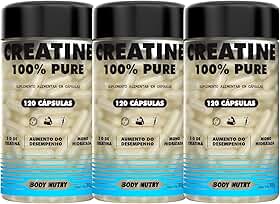 Kit 3x Creatina 100% Pura Monohidratada e Micronizada - Pote 120 Capsulas - Creatine Pure Monohydrate - Importada Alto Grau de Pureza - Original