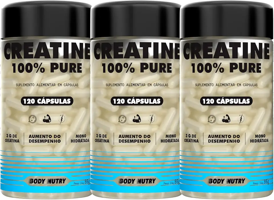 Kit 3x Creatina 100% Pura Monohidratada e Micronizada - Pote 120 Capsulas - Creatine Pure Monohydrate - Importada Alto Grau de Pureza - Original