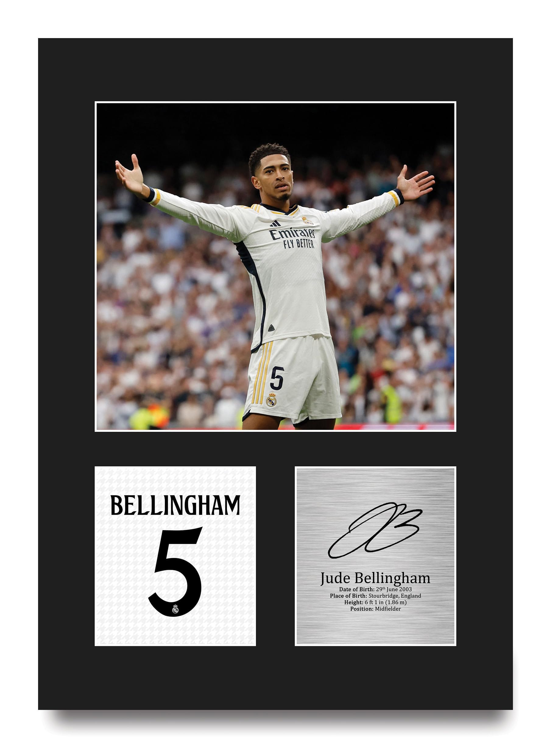 HWC Trading Jude Bellingham Real Madrid Gifts Printed Signed Autograph Picture for Football Fans and Supporters - A4 Portrait