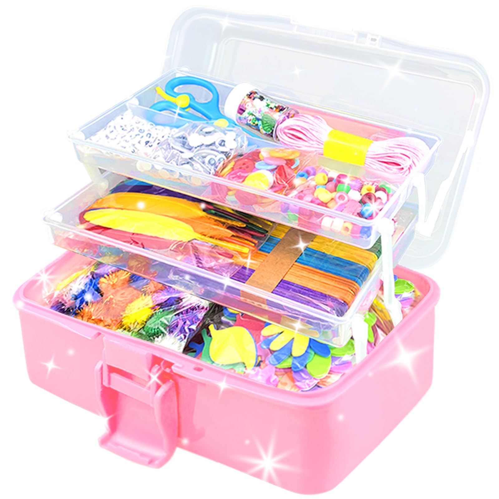 3000Stück Bastelset Kinder DIY Kunsthandwerk Bastelkoffer Bastelbedarf zum basteln Pfeifenreiniger Kulleraugen Perlen Kreativ Scrapbooking Bastelset für Mädchen Jungen 4 5 6 7 8 Jahre Geschenke(Rose)