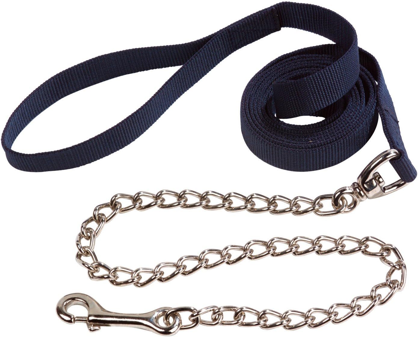 Kentucky Führleine Leder Mit Kette - 270cm Schwarz Wasserabweisend