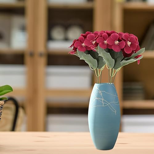 Miniatura 5 de HOMSFOU 2 ramos de flores artificiales rojas, arreglos florales de seda realistas para fiestas, hogar, centros de mesa