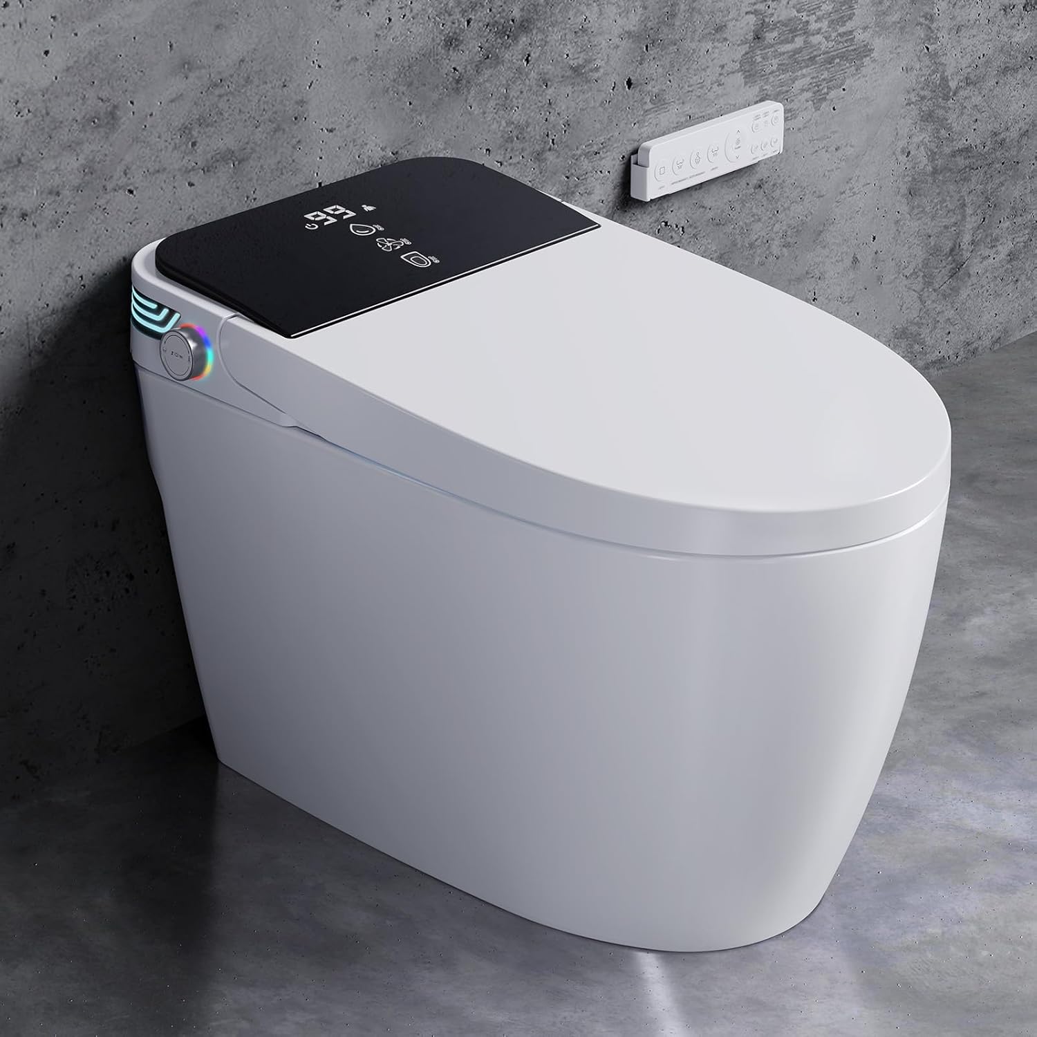 Tankless Smart Toilet with Bidet Built-In, Auto Open/Close Lid & Dual Flush, Heated Seat & Water, Warm Air Dryer, LED Display & Night Light, Perfect for Smart & Comfortable Living