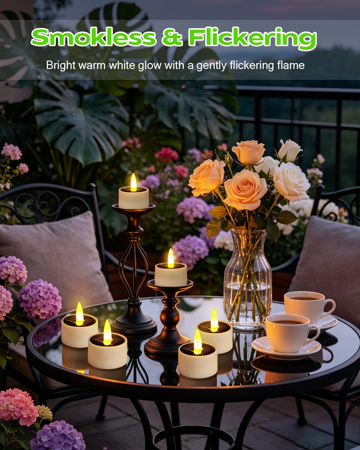 8 Pcs Solar Tea Lights Outdoor Waterproof LED Little Solar Votive Candles image 5