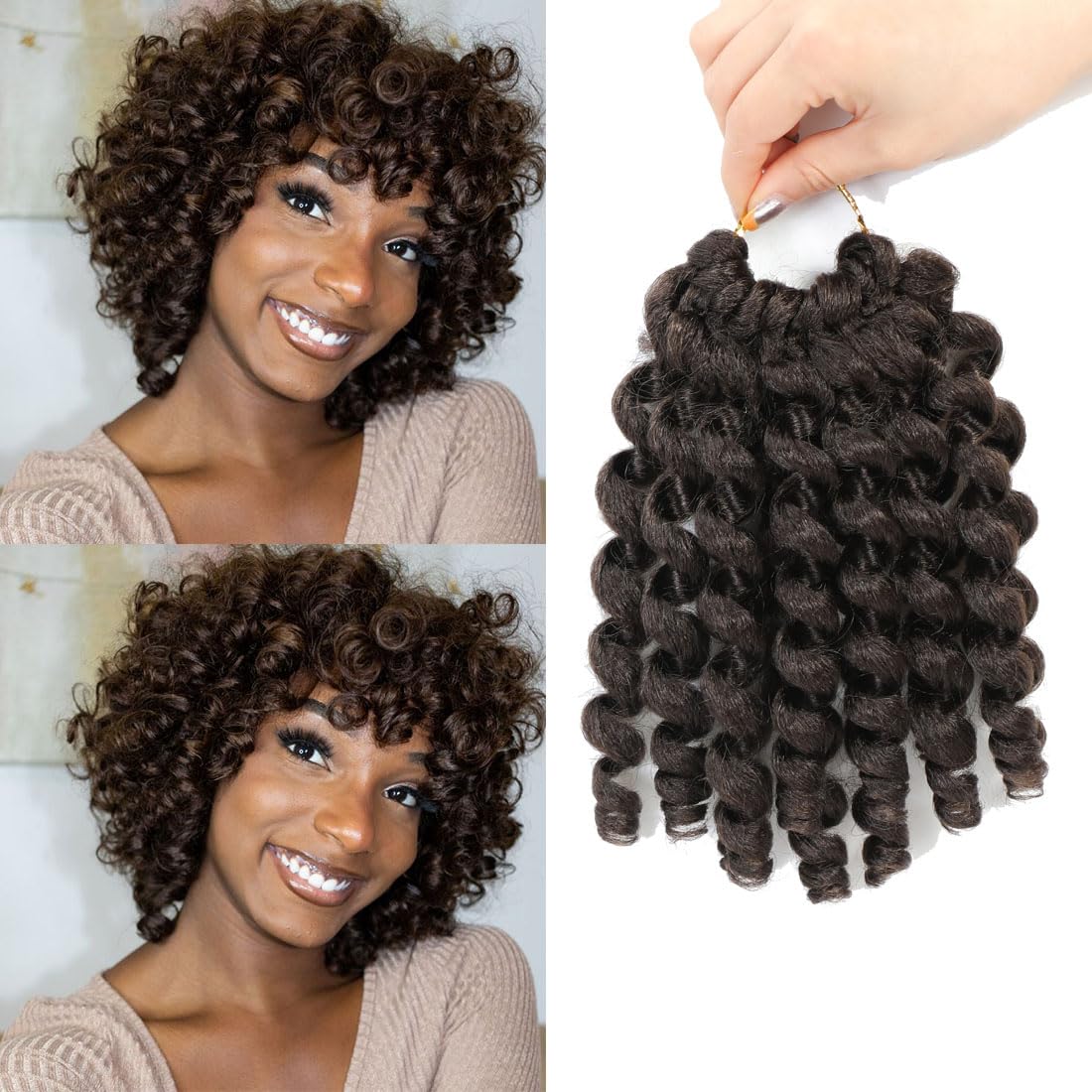 8 Pack Jamaican Bounce Crochet Hair Curly Crochet Hair 8 Inch Wand Curl For Black Women Jamaican Twist Braid Hair Short Crochet Curly Hair Extensions(8 Inch (Pack of 8),4#)