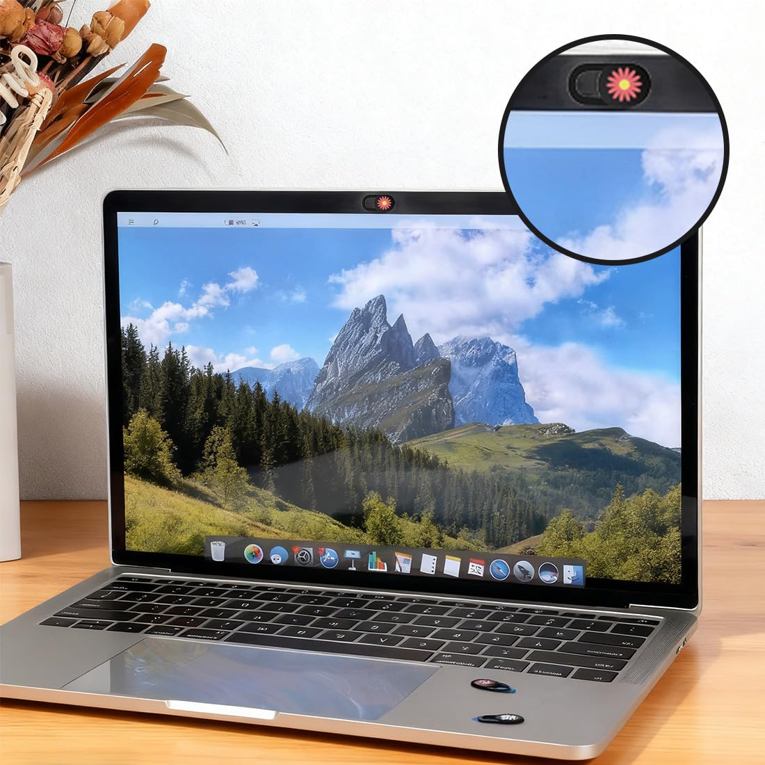 3 pièces Cache Webcam, Cache Caméra pour Ordinateur, Téléphone et Tablette, Protection de la Vie Privée en Ligne, Design Fleur (0,7 mm)