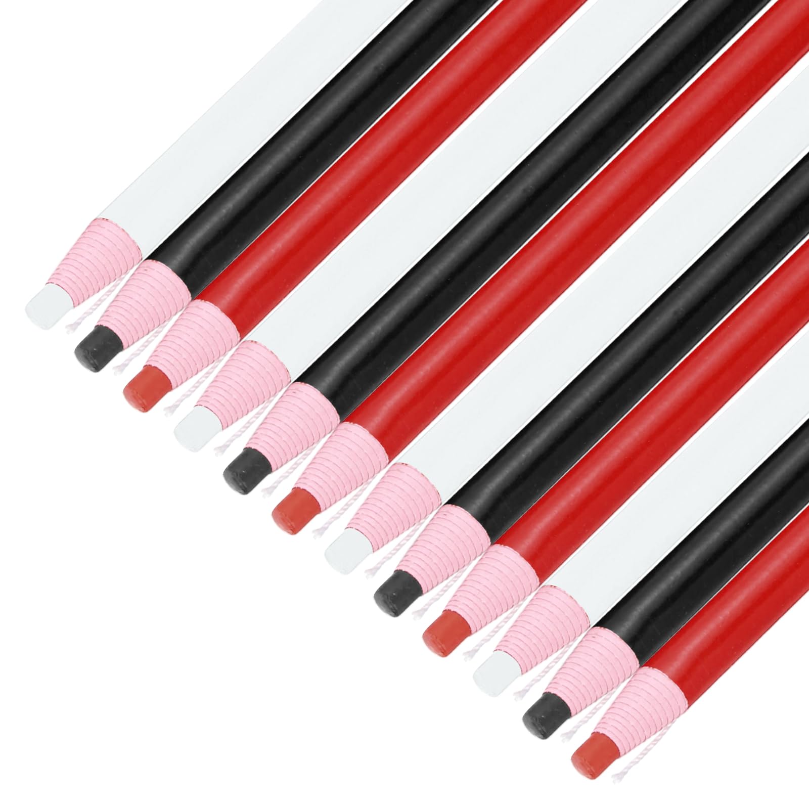 sourcing map 12PCS Peel-Off Grease Pencils, Color China Markers for Glass Metal Plastic Paper, Non-Sharpening Wax Pencils for Coloring Drawing Marking, White & Black & Red