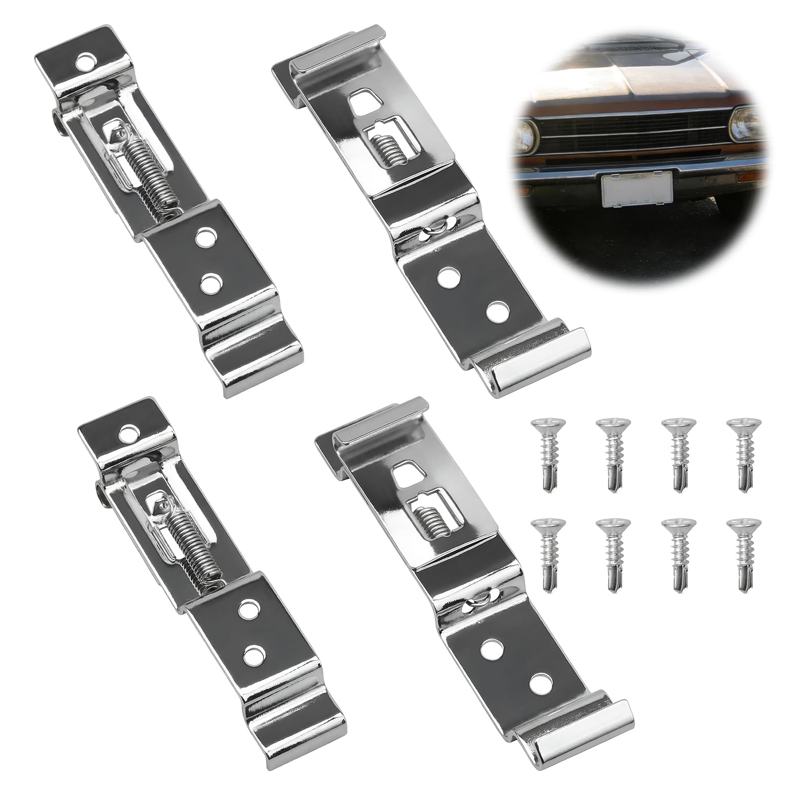 4PCS Soporte Matricula Remolque, 120x25mm Inoxidable Sujetador Portamatrícula Universal de 8 Tornillos, Plata Portamatriculas, para Coches, Camiones y Remolque — view 7
