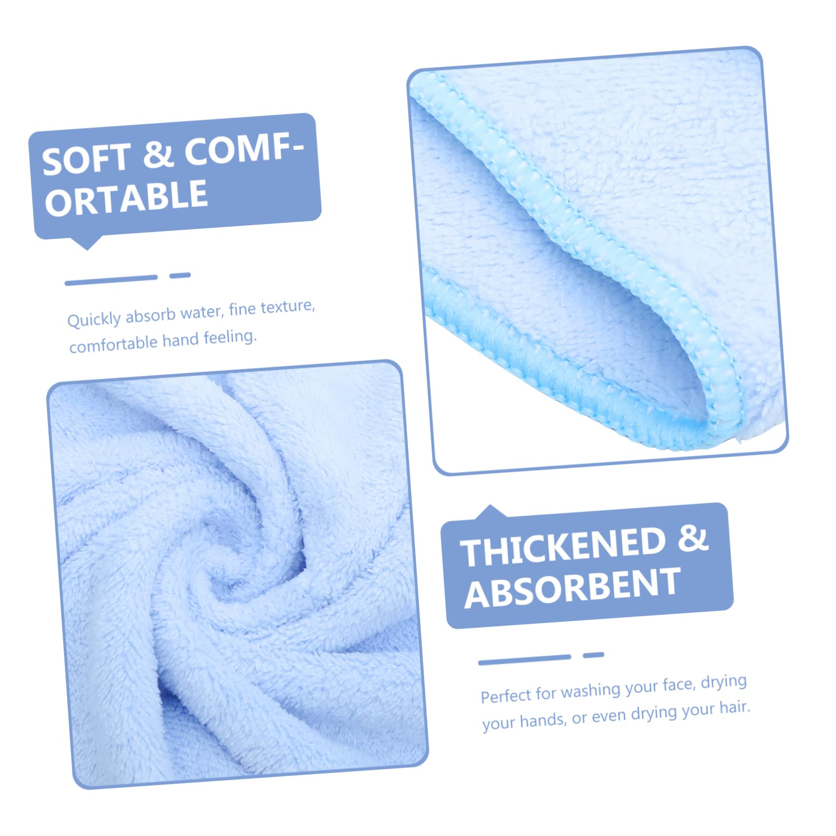 HEALEEP 3pcs Coral Fleece Face Towels Dry Washcloths Multipurpose Shower Bath Towels Absorbent Skin Friendly Home Use