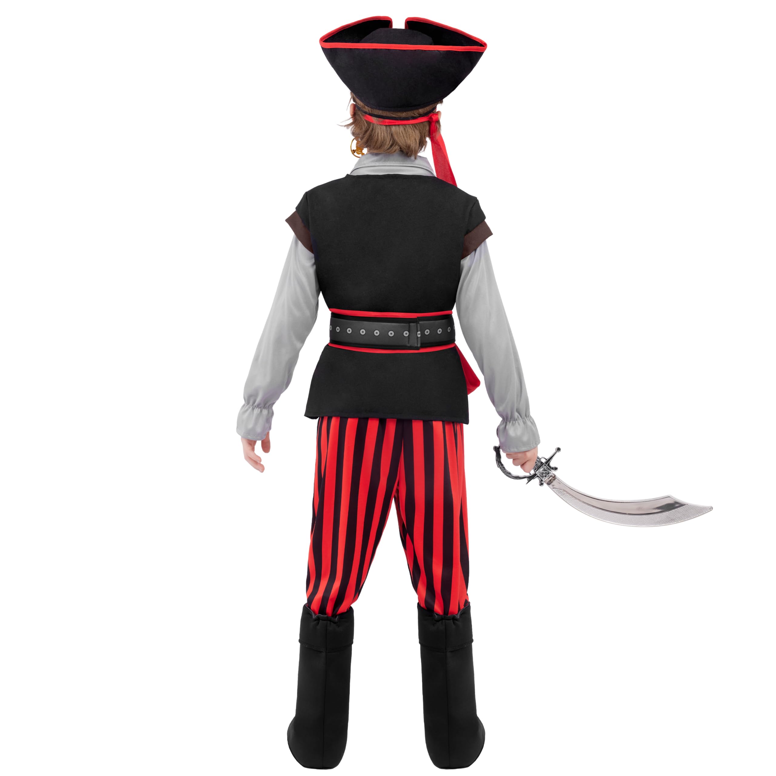 Spooktacular Creations Kostium pirata dla chłopców, kostium pirata dla chłopców, kostium pirata dla dzieci z akcesoriami do piratów do odgrywania ról na Halloween (mały (5-7 lat))