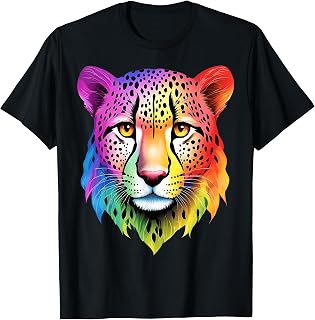Rainbow Cheetah Face - Wildlife Safari Zookeeper Zoologist T-Shirt