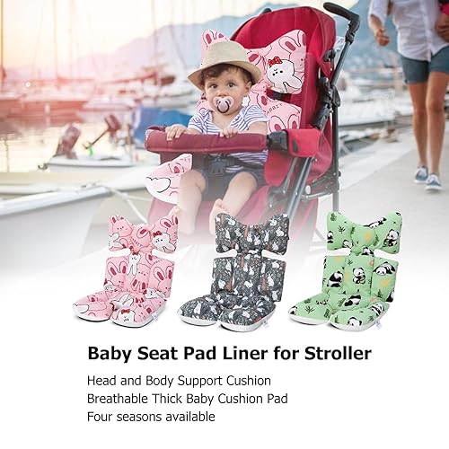 Miniatura 5 de Forro para asiento de cochecito de bebé, almohadilla suave y transpirable 3D de malla de aire refrescante, forro universal para bebé (jirafa