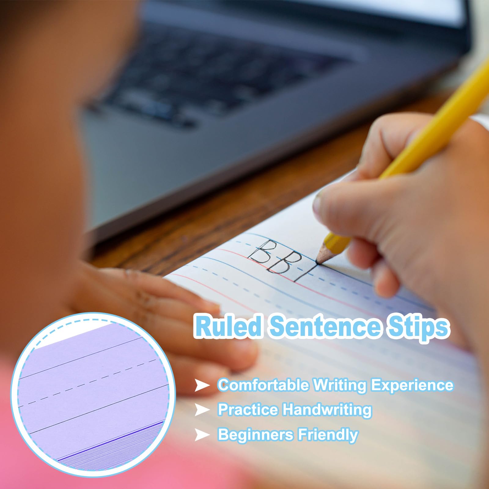 PATIKIL 100 Sheets Ruled Sentence Strips - Image 4