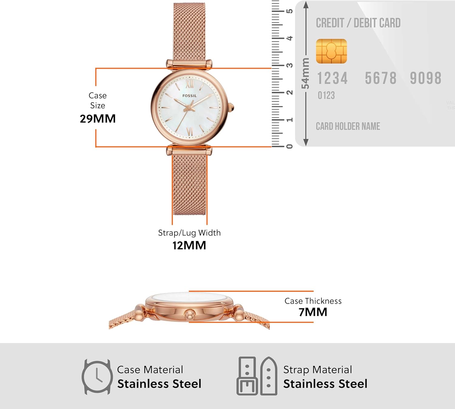 Fossil Women's Carlie Quartz Stainless Steel Three-Hand Watch - Image 4