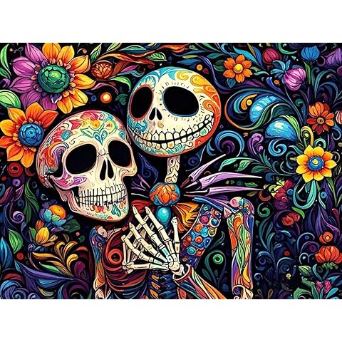 Halloween Stamped Cross Stitch Kits - Skullhead Jack Counted Cross Stitch Kits for Beginners Adults Needlepoint Cross-Stitch Patterns Dimensions Needlecrafts Embroidery Kits Arts and Crafts