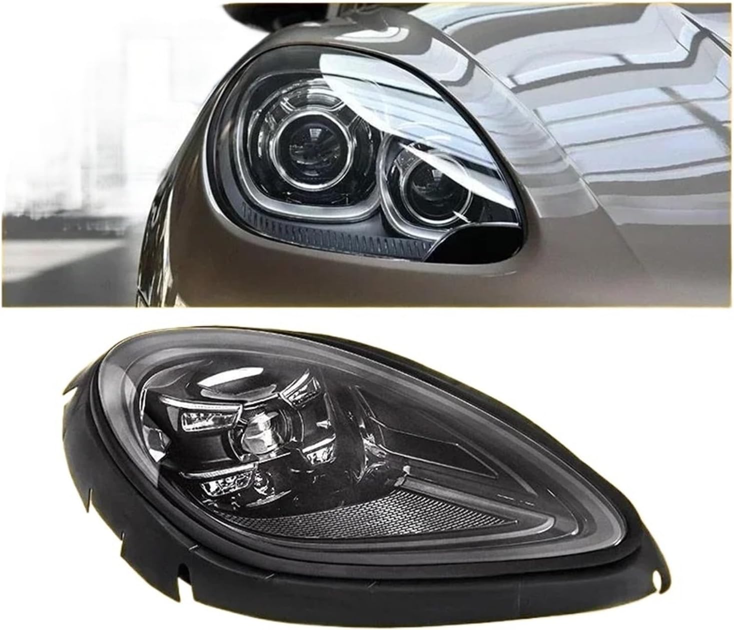 2PC Car Light LED Matrix Laser Headlight, Compatible For Porsche Macan 2014-2023 Upgrade Headlamp Assembly DRL Turn Signal Auto Accessories(2pcs laser,XENON_NO AFS)