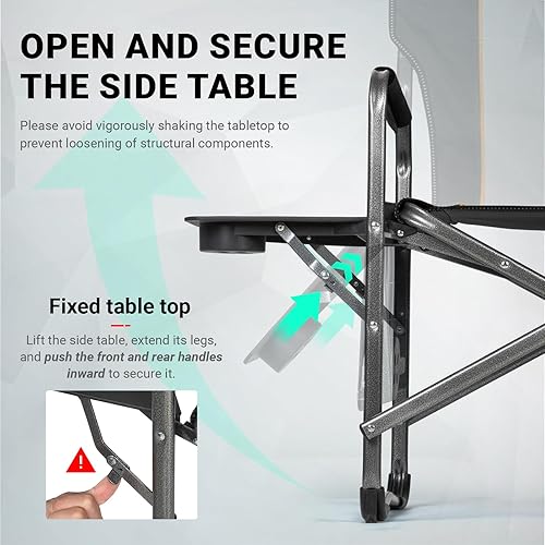 Miniatura 4 de Overmont Oversized Lightweight Camping Chair - Comfortable Heavy Duty Foldable Directors Chairs with Side Table & Cooler Bag for Outside Camp Beach