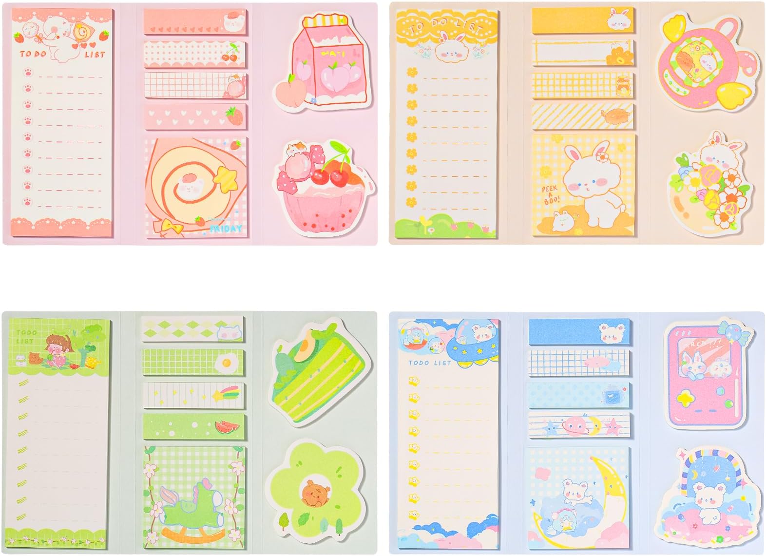 Amazon.com : 4 Pack Cute Sticky Notes Set, 240 Sheets/Pad Kawaii Self ...