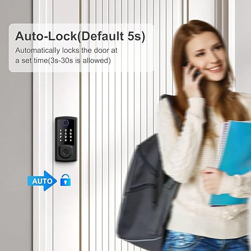 Miniatura 6 de Cerradura de puerta inteligente, cerradura de puerta de entrada sin llave para puerta delantera, cerrojo inteligente de seguridad con teclado de