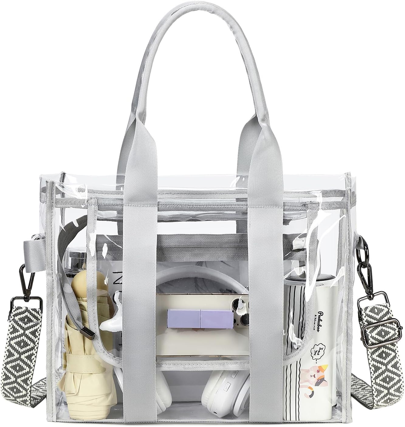 getgto Clear Bags for Women Tote Bag, Crossbody Bag, Stadium Approved Clear Purse for Sports Events, Concert, Work & Beach
