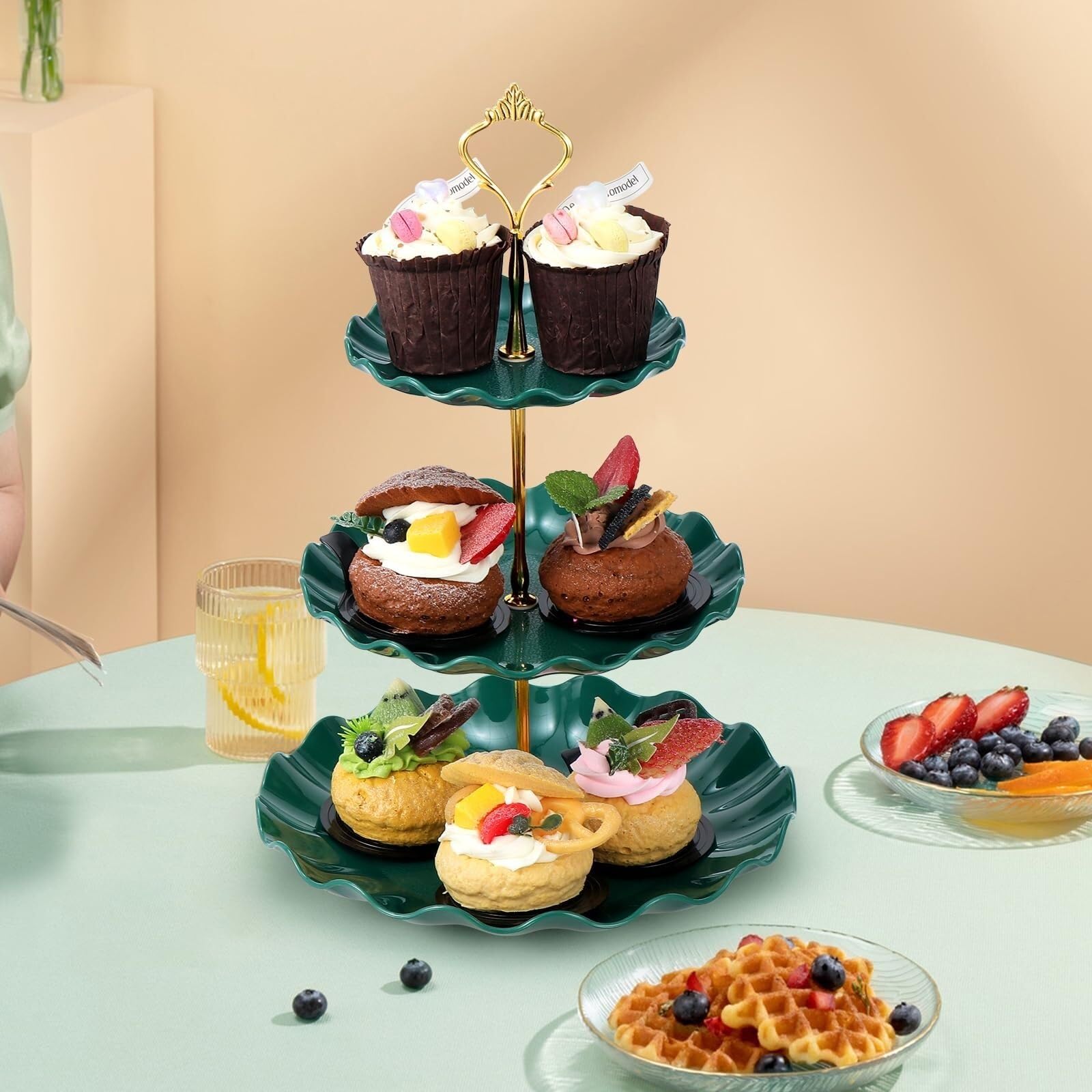 Supporto per Torte Espositore for Torte, Vassoio for Frutta E Dessert, Confezione da 2 per Festa Matrimonio