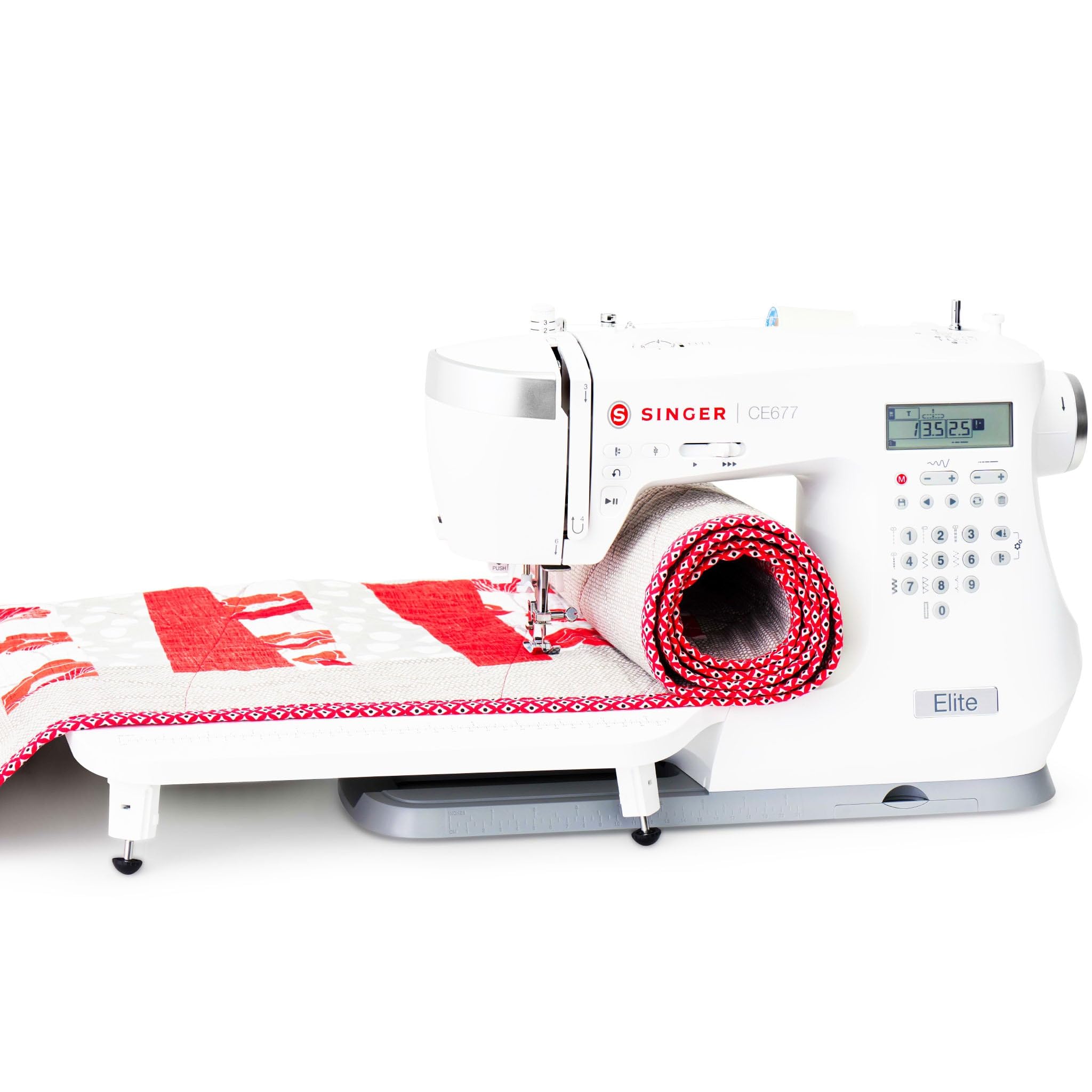 Singer Elite CE677 - Macchina da cucire computerizzata con 200 punti integrati e infila aghi integrato, colore: Bianco