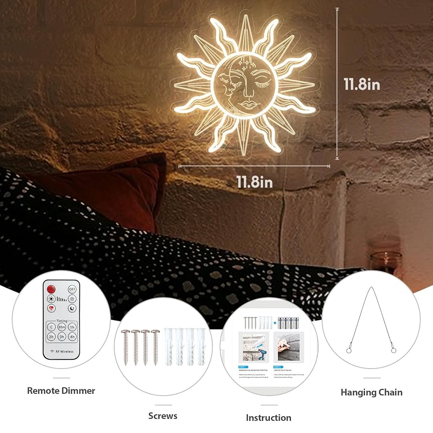 太陽と月ほか Amazon.co.jp : ビンテージ燃える太陽と月のネオンサインライト