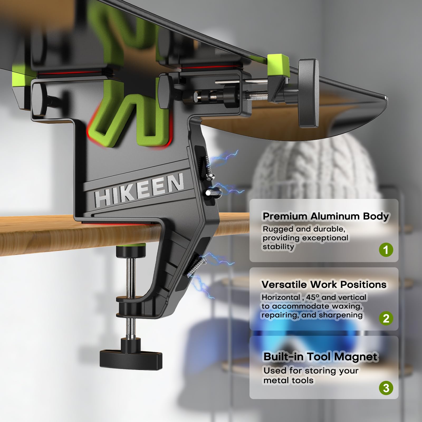 BOOSTEADY Étau pour Ski et Snowboard Réglable Réparation Cirage 2PCS Patins Antidérapants Horizontal Vertical 45°