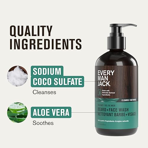 Miniatura 5 de Every Man Jack Jabón para barba y cara sutil fragancia de sal marina limpia profundamente acondiciona y suaviza tu barba y piel debajo derivado
