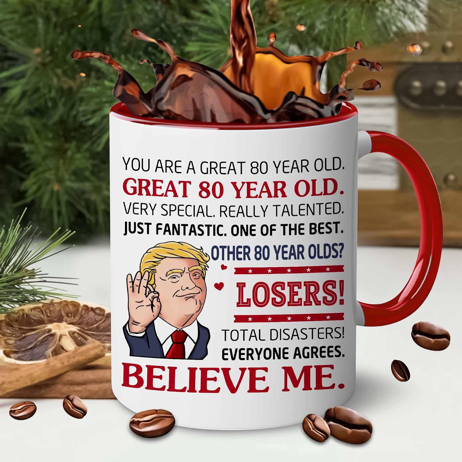 BECHUSKY 80th Birthday Men, Women - 80 th Birthday Decorations for Men, Women - 80 Years Old Coffee Mug - 1946 Birthday Ideas For Mom, Dad - Turning 80th Birthday For Grandma, Grandpa - Image 5