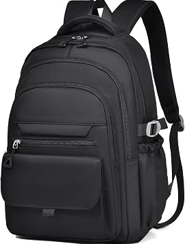 Myhozee Black School Backpack Womens, Causal Travel School Bags 14 Inch Laptop Rucksack Bag for Women Teenage Girls Boys Lightweight College Ladies Rucksack Water Resistant Students Bookbag Work