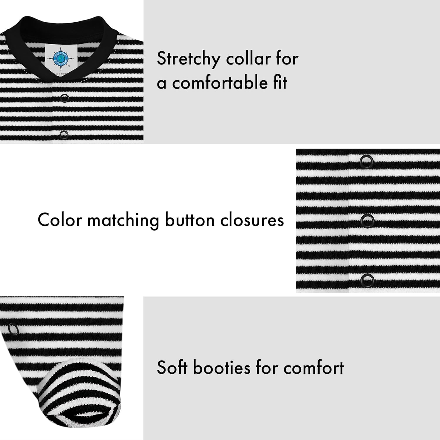 Creative Knitwear College Baby Striped Footed Romper - Team Logo, Multiple Colors, for Boys & Girls (0-9 Months) - Image 5