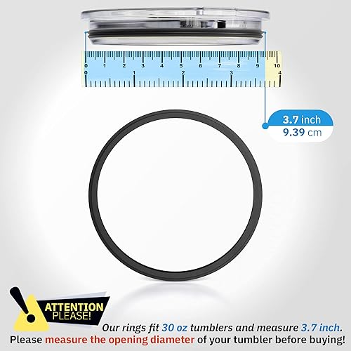 Miniatura 2 de Paquete de 4 anillos de tapa de goma de repuesto de 30 onzas, sellos de junta de 3.7 pulgadas de diámetro, anillos de junta de tapa negros para vaso