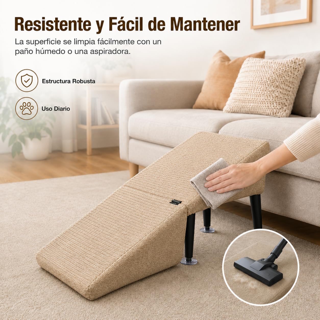 Rampa Plegable Perros con Ventosas, Antideslizante para Cama y Sofá Robusta y compacta Protege Las articulaciones de Mascotas Mayores Ahorra Espacio (Negro y Gris, Versión de Felpa)