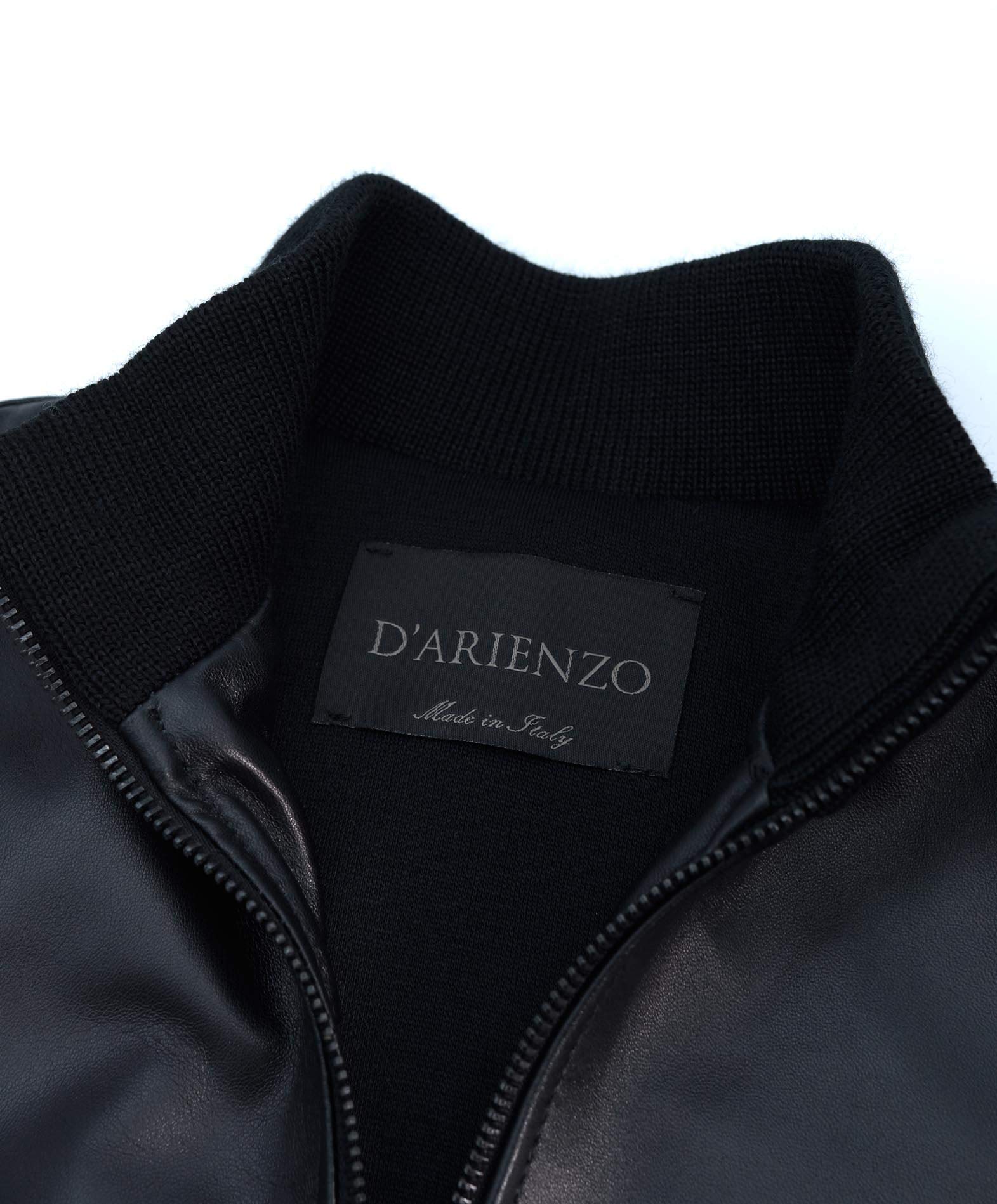 D'Arienzo Bomber Pelle Nera Donna Giacca Vintage Vera Pelle Made in Italy G155