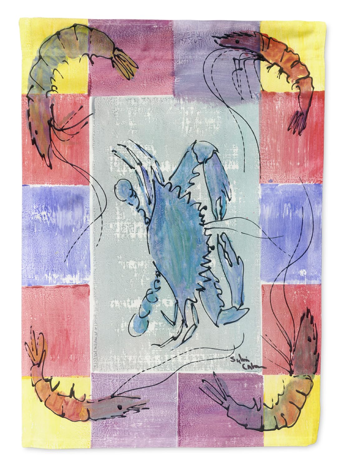 Crab Flag Garden Size petit drapeau multicolore ornement extérieur
