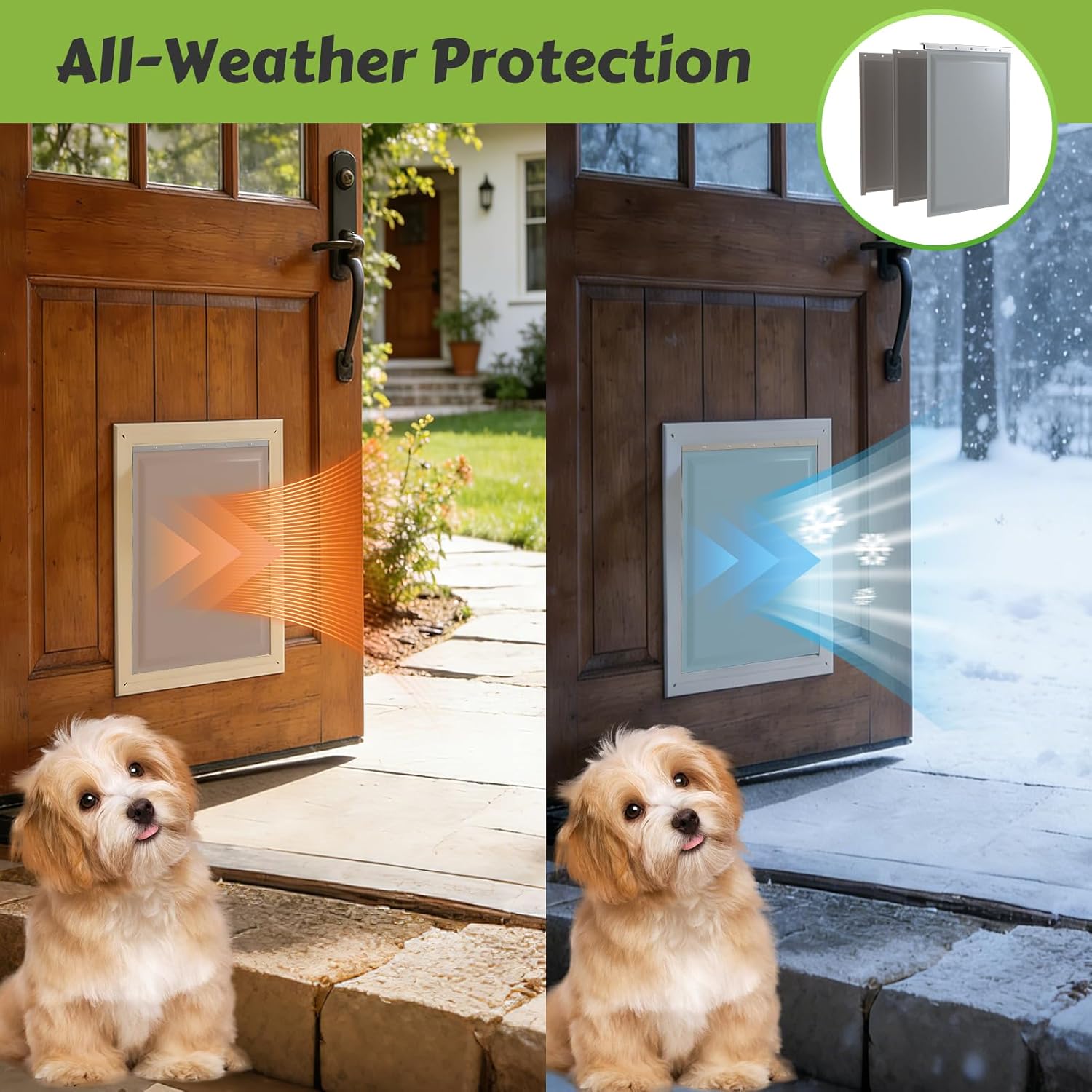 3-Flap Insulated Replacement Flap for Large PetSafe Aluminum Dog Doors PAC11-11039,10-1/8" x 16-7/8" (with Hardware)
