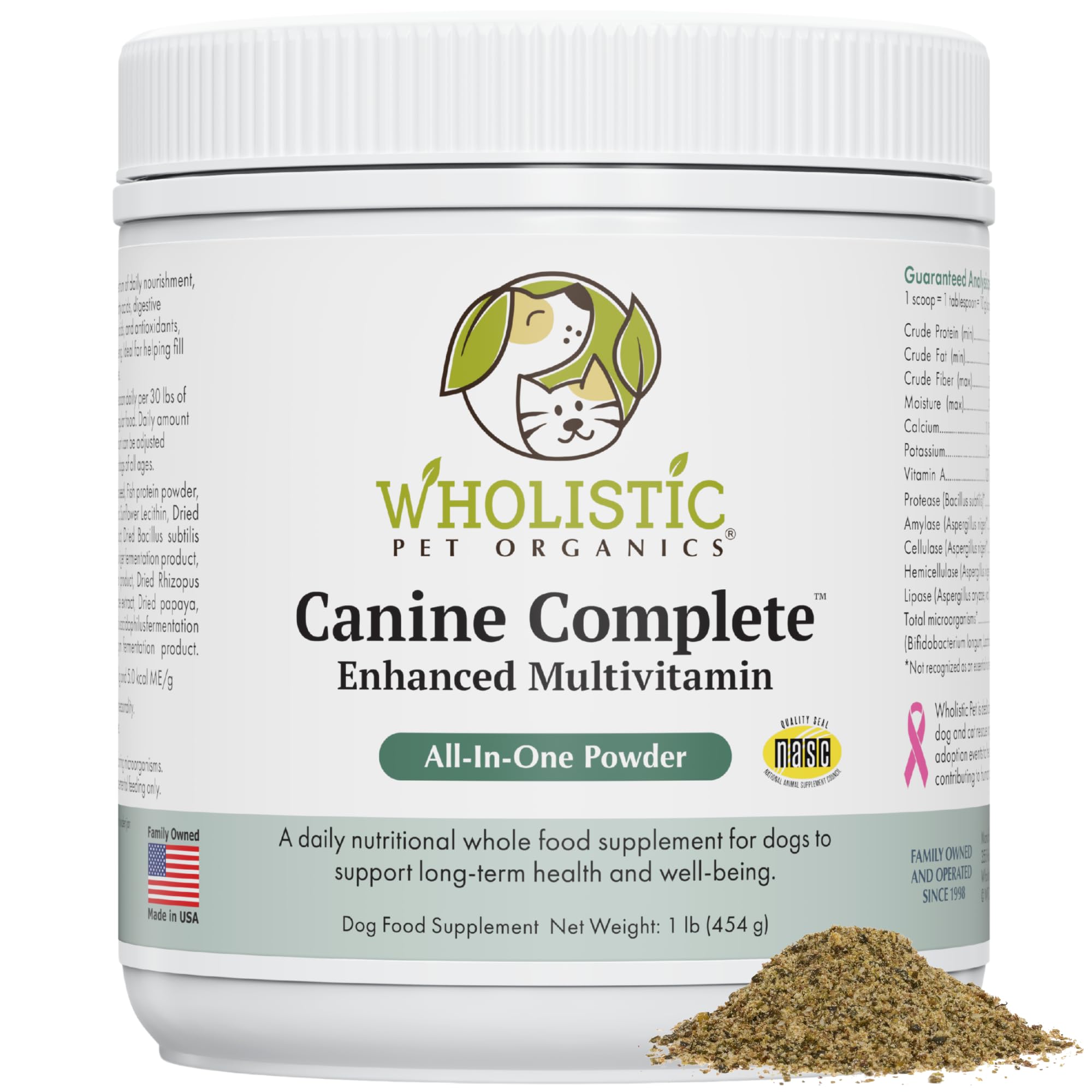 Organic Dog Vitamins, 1 Lb, 45 Scoops