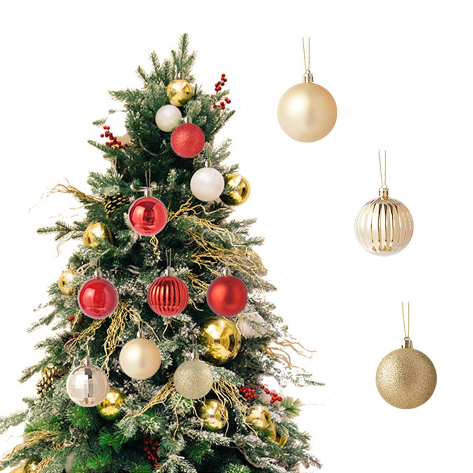 Weihnachtskugeln 36 Stücke 6cm Kunststoff Christbaumkugeln Weihnachtsdeko Weihnachtsbaumschmuck für Weihnachten Dekoration (Rot)