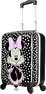 Disney Minnie Mouse Suitcase Hard Shell 49 x 33 x 22 30L Capacity 4 Spinner Wheels Extendable Handle Travel Essentials (Black, S (L49cm x W33cm - 30L)